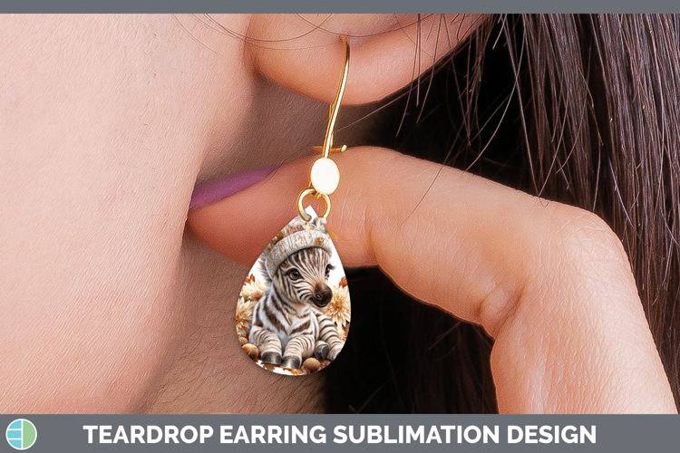 Safari Knit Hat-04 Zebra Teardrop Earrings Safari Knit Hat S