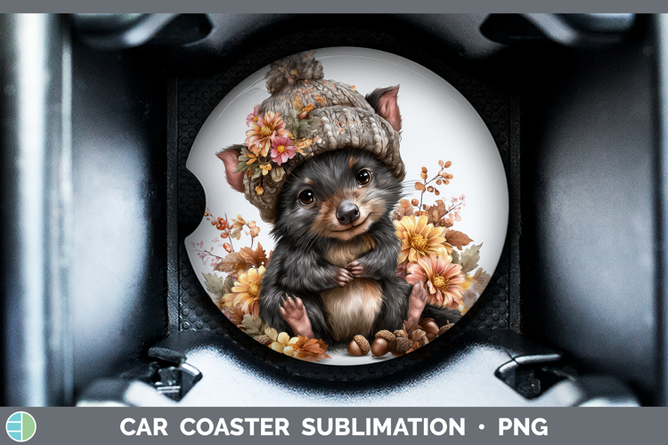 Tasmanian Devil Car Coaster Safari Knit Hat Sublimation Des