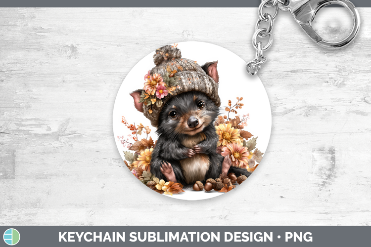 Tasmanian Devil Keychain Safari Knit Hat Sublimation Keyring