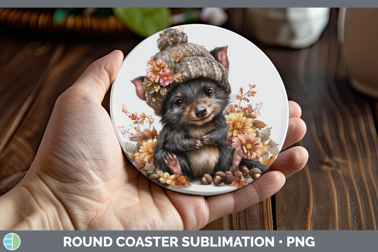 GorgeousSafari Knit Hat Round Coaster design.