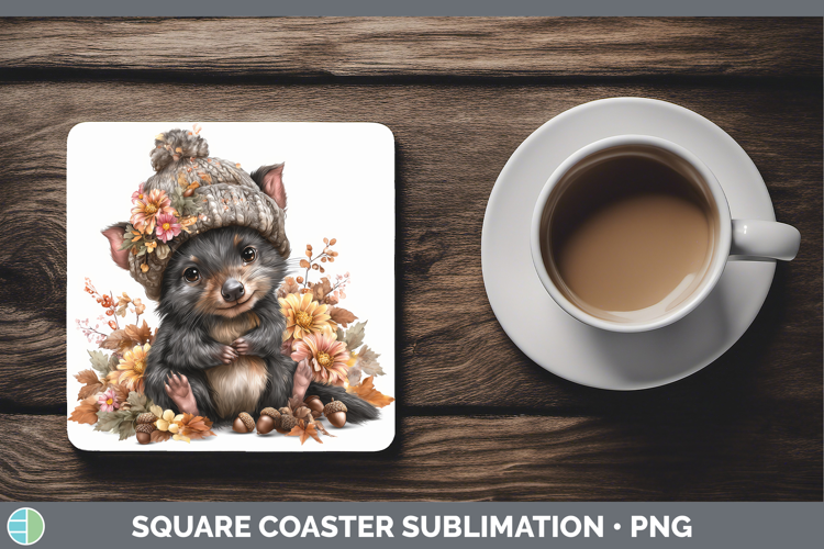 Tasmanian Devil Square Coaster Safari Knit Hat Sublimation C