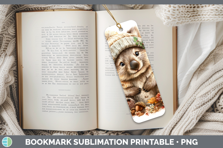 Wombat Bookmark Safari Knit Hat Sublimation Printable Design