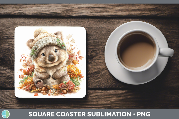 Wombat Square Coaster Safari Knit Hat Sublimation Coaster De
