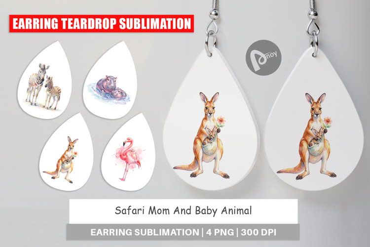 Safari Mom And Baby Animal Earring