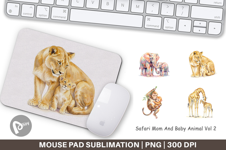 Safari Mom And Baby Animal Mouse Pad