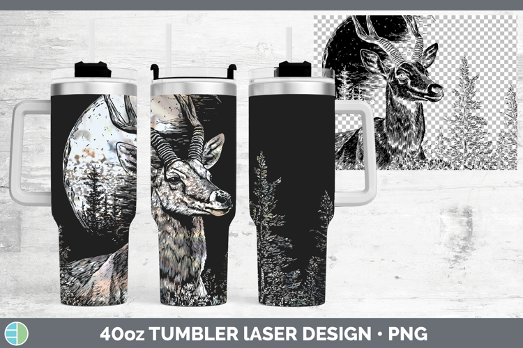 Antelope Safari Moon Laser 40oz Tumbler Sublimation Design