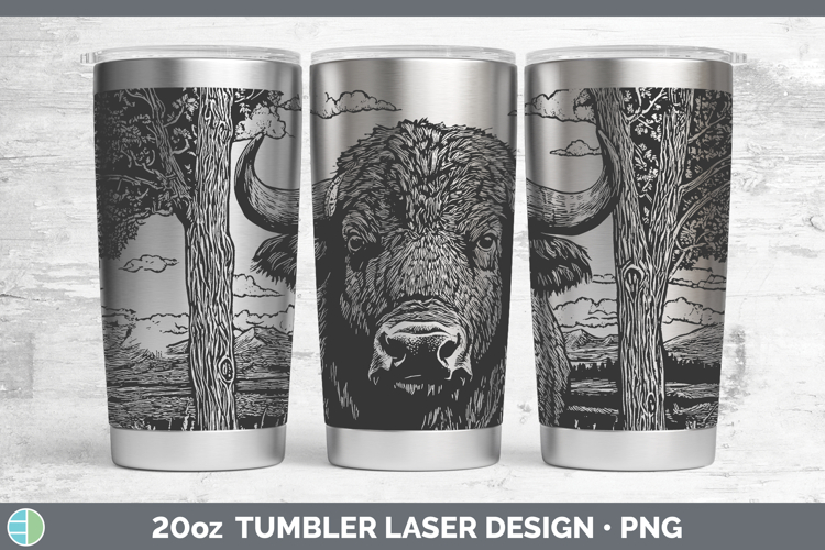 Buffalo Safari Moon Laser 20oz Tumbler Sublimation Design