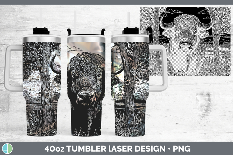 Buffalo Safari Moon Laser 40oz Tumbler Sublimation Design