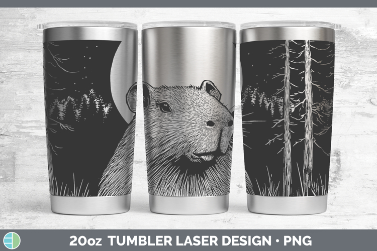Capybara Safari Moon Laser 20oz Tumbler Sublimation Design