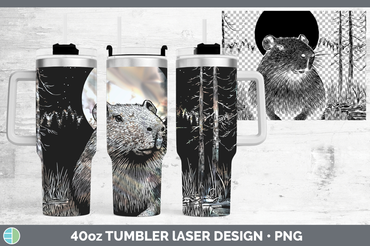 Capybara Safari Moon Laser 40oz Tumbler Sublimation Design