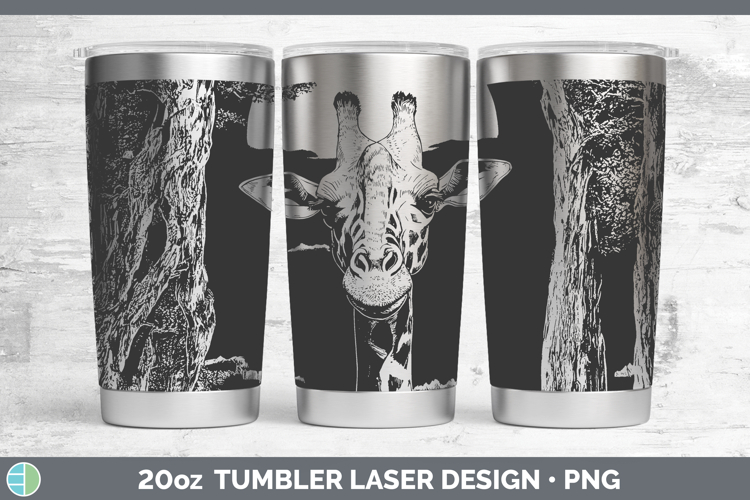 Giraffe Safari Moon Laser 20oz Tumbler Sublimation Design