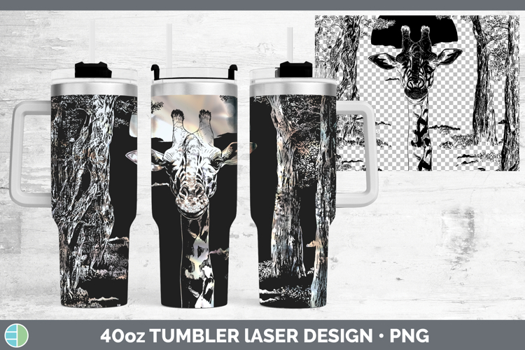 Giraffe Safari Moon Laser 40oz Tumbler Sublimation Design