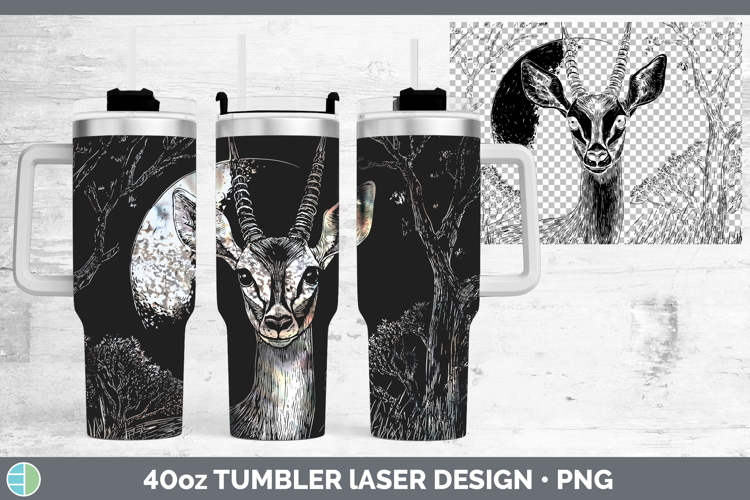 Impala Safari Moon Laser 40oz Tumbler Sublimation Design