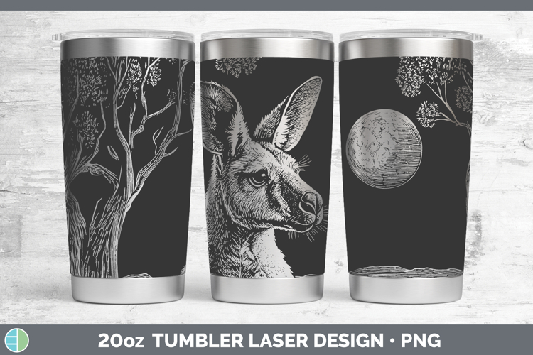 Kangaroo Safari Moon Laser 20oz Tumbler Sublimation Design