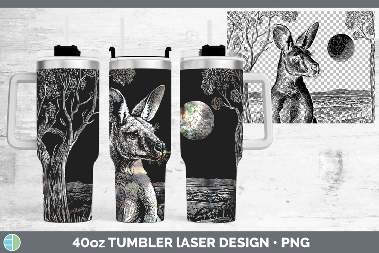 Kangaroo Safari Moon Laser 40oz Tumbler Sublimation Design