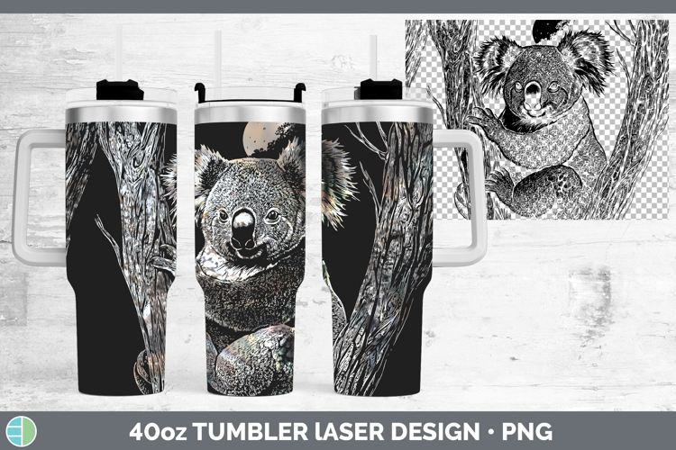 Koala Safari Moon Laser 40oz Tumbler Sublimation Design