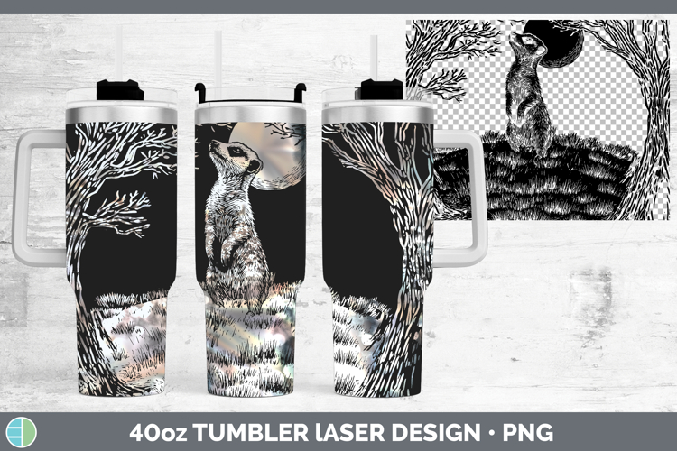Meerkat Safari Moon Laser 40oz Tumbler Sublimation Design