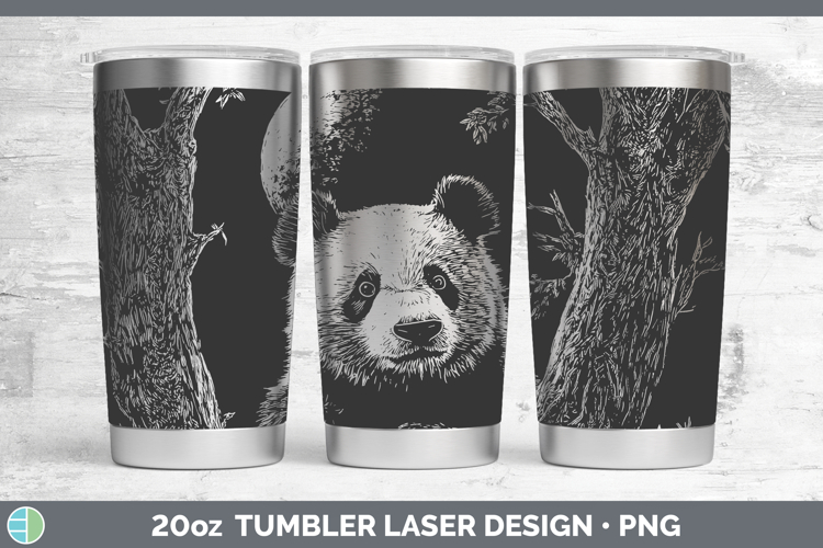 Panda Bear Safari Moon Laser 20oz Tumbler Sublimation Design