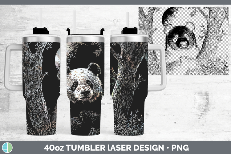 Panda Bear Safari Moon Laser 40oz Tumbler Sublimation Design