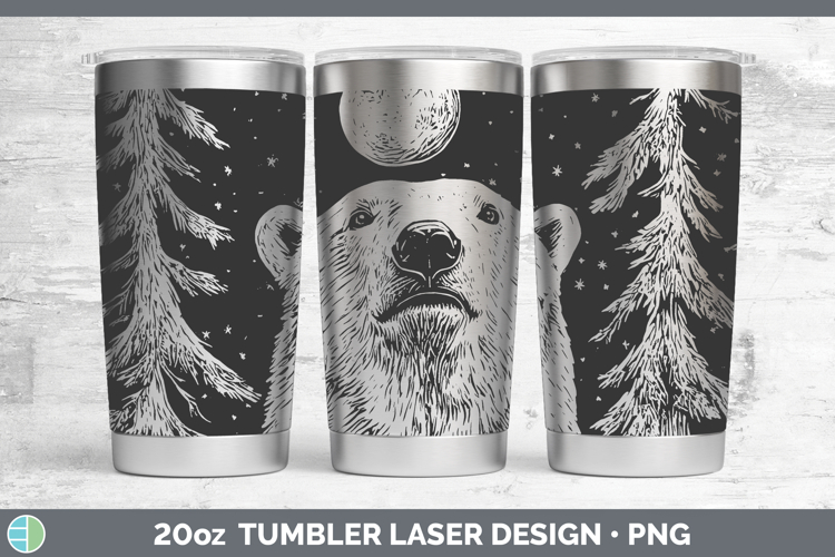 Polar Bear Safari Moon Laser 20oz Tumbler Sublimation Design