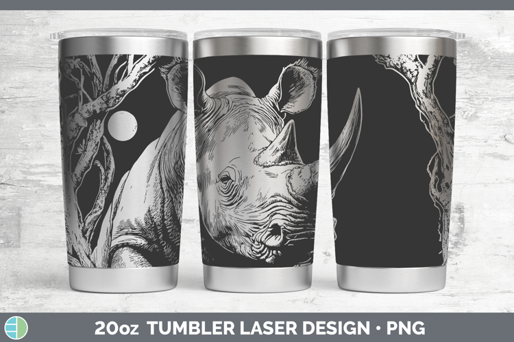 Rhino Safari Moon Laser 20oz Tumbler Sublimation Design