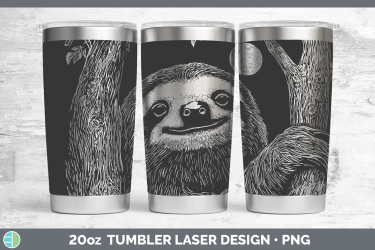 Sloth Safari Moon Laser 20oz Tumbler Sublimation Design