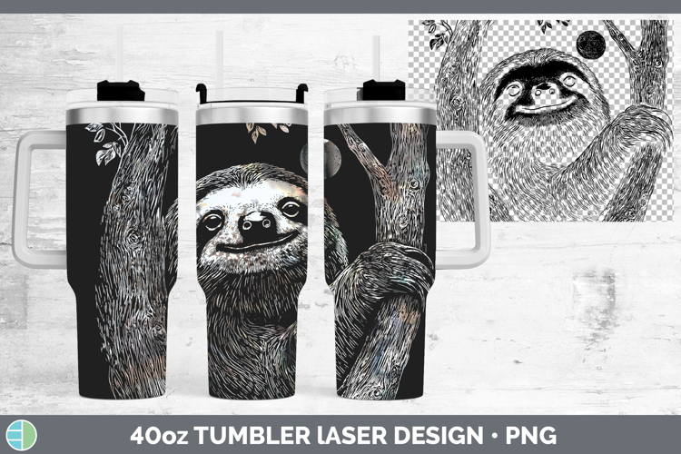 Sloth Safari Moon Laser 40oz Tumbler Sublimation Design