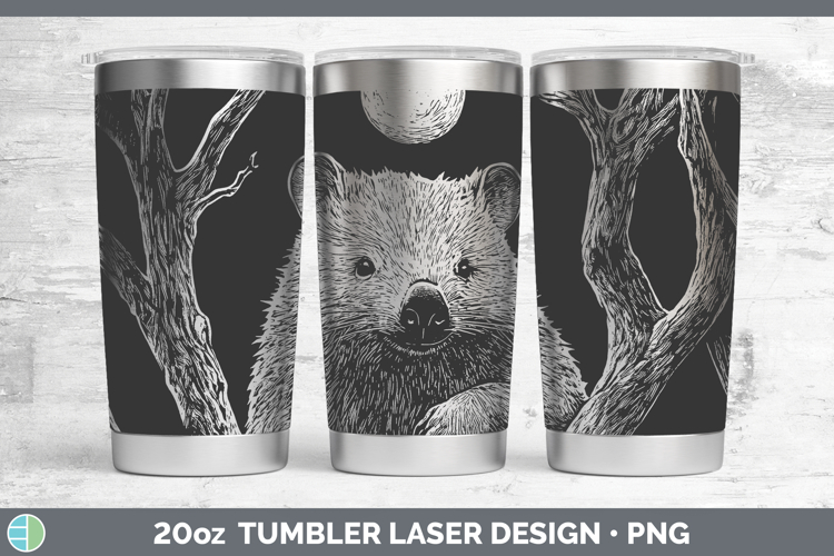 Wombat Safari Moon Laser 20oz Tumbler Sublimation Design