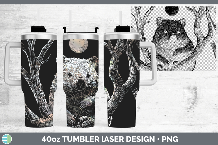 Wombat Safari Moon Laser 40oz Tumbler Sublimation Design