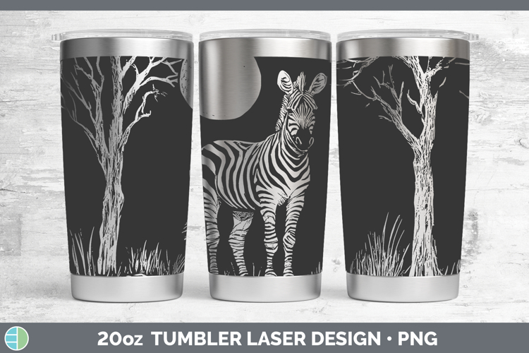 Zebra Safari Moon Laser 20oz Tumbler Sublimation Design