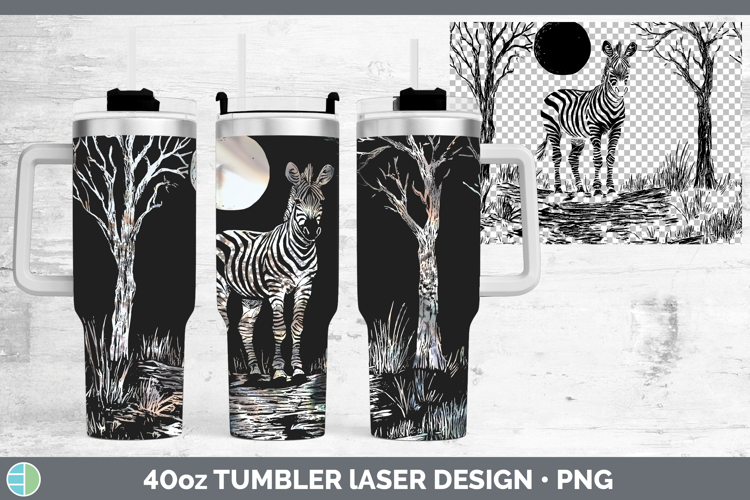 Zebra Safari Moon Laser 40oz Tumbler Sublimation Design
