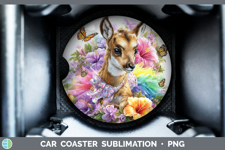 Safari Rainbow Summer Antelope Car Coaster Sublimation Desi
