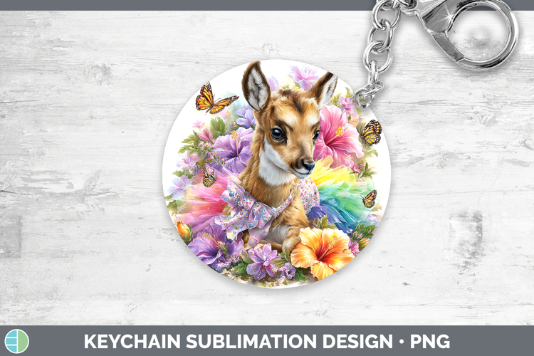 Safari Rainbow Summer Antelope Keychain Sublimation Keyring