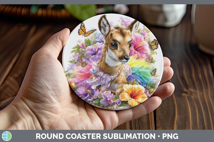 Safari Rainbow Summer Antelope Round Coaster Sublimation Coa