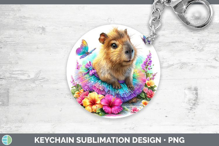 Safari Rainbow Summer Capybara Keychain Sublimation Keyring