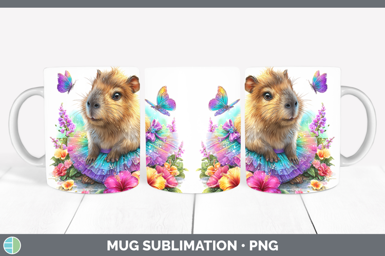 Safari Rainbow Summer Capybara Mug Wrap Sublimation Coffee C