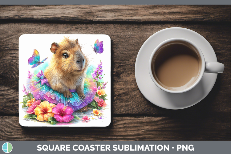 Safari Rainbow Summer Capybara Square Coaster Sublimation Co