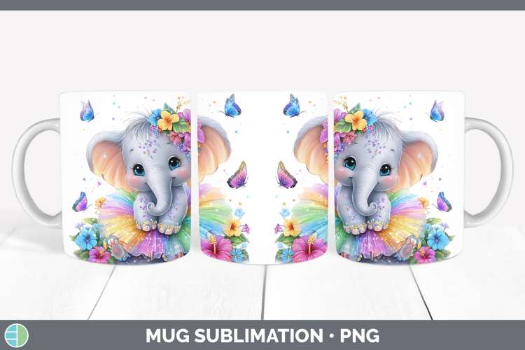 Safari Rainbow Summer Elephant Mug Wrap Sublimation Coffee C