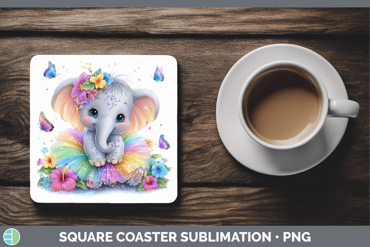 Safari Rainbow Summer Elephant Square Coaster Sublimation Co