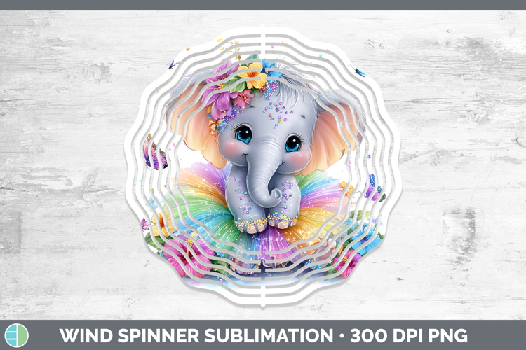Safari Rainbow Summer Elephant Wind Spinner Sublimation Spin