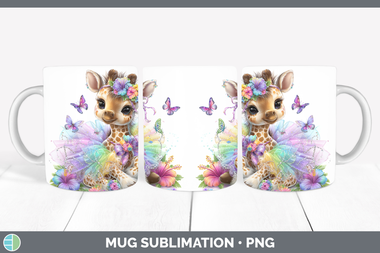 Safari Rainbow Summer Giraffe Mug Wrap Sublimation Coffee Cu