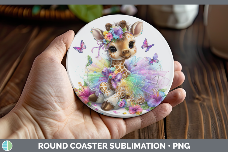 Safari Rainbow Summer Giraffe Round Coaster Sublimation Coas