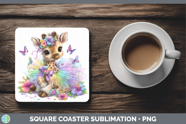 Safari Rainbow Summer Giraffe Square Coaster Sublimation Coa
