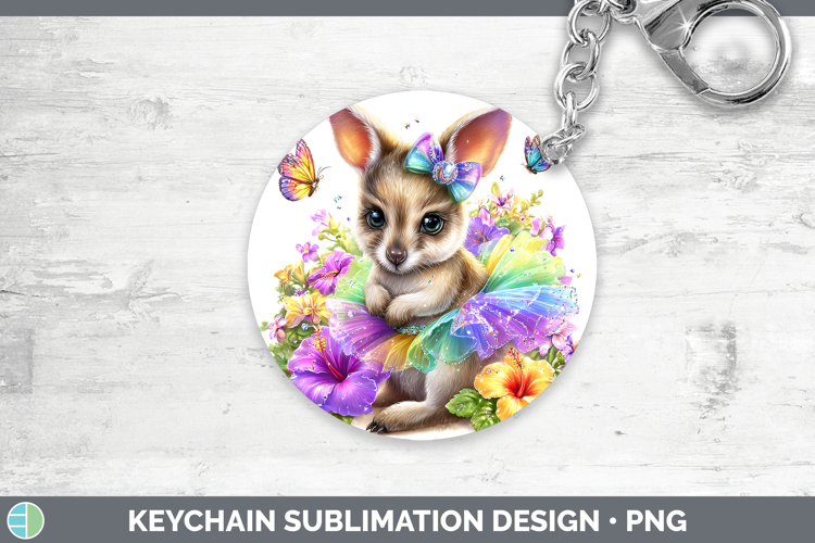 Safari Rainbow Summer Kangaroo Keychain Sublimation Keyring