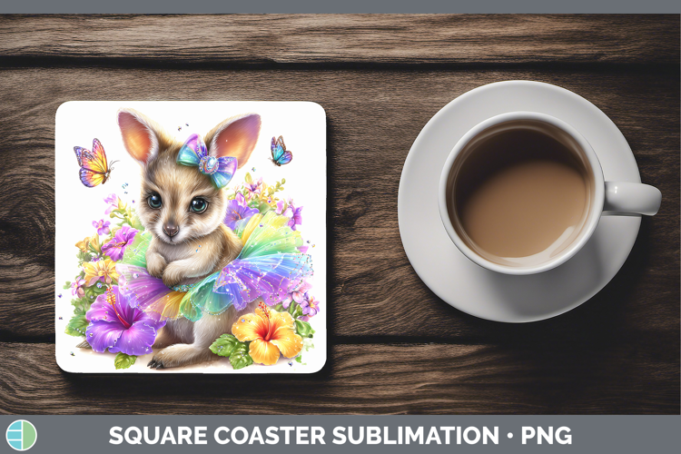 Safari Rainbow Summer Kangaroo Square Coaster Sublimation Co