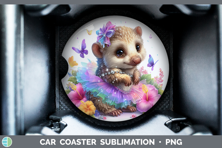Safari Rainbow Summer Pangolin Car Coaster Sublimation Desi