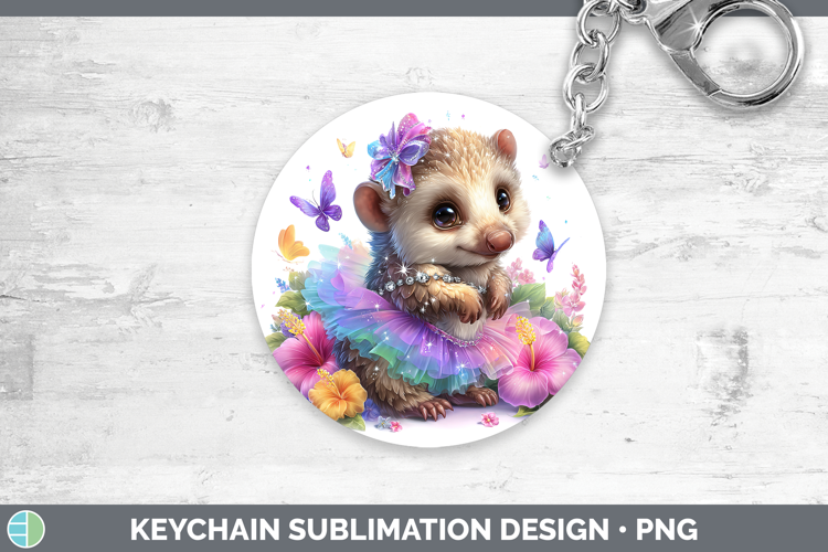Safari Rainbow Summer Pangolin Keychain Sublimation Keyring