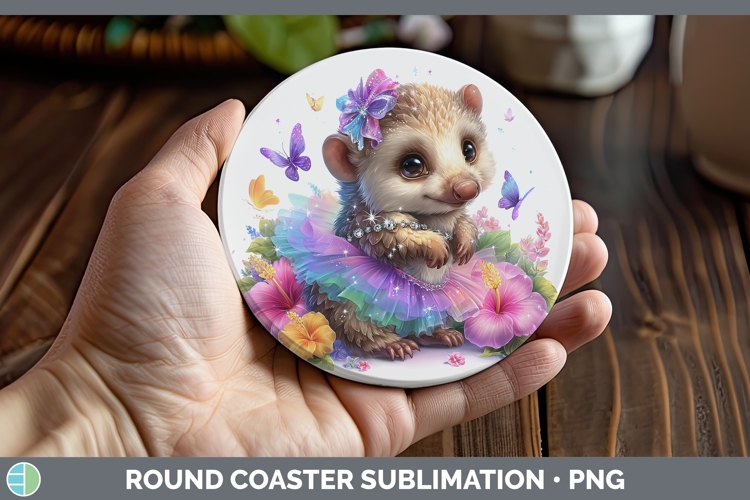 Safari Rainbow Summer Pangolin Round Coaster Sublimation Coa