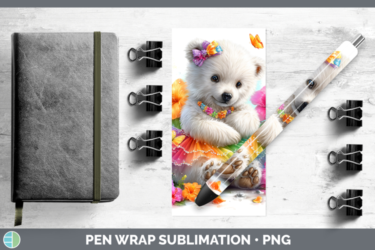 Safari Rainbow Summer Polar Bear Pen Wrap Sublimation Pen De