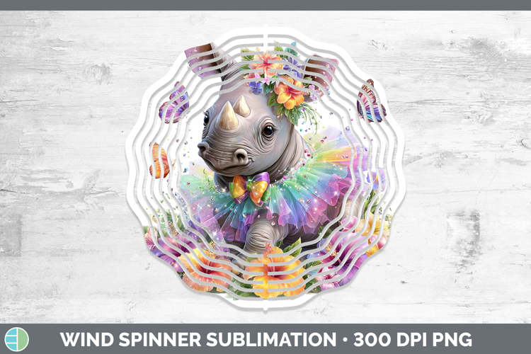 Safari Rainbow Summer Rhino Wind Spinner Sublimation Spinner